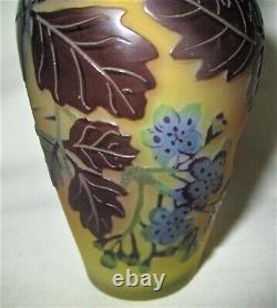 ANTIQUE EMILE GALLE FRENCH ART GLASS LATE 1800's ART NOUVEAU CABINET VASE SIGN