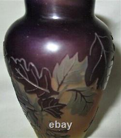 ANTIQUE EMILE GALLE FRENCH ART GLASS LATE 1800's ART NOUVEAU CABINET VASE SIGN