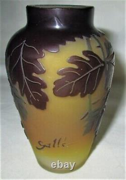 ANTIQUE EMILE GALLE FRENCH ART GLASS LATE 1800's ART NOUVEAU CABINET VASE SIGN