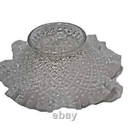 ANTIQUE FENTON FRENCH DIAMOND LACE OPALESCENT ART GLASS FLOWER EPERGNE VASE mint
