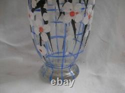 ANTIQUE FRENCH ENAMELED GLASS VASE, ART DECO, ADRIEN MAZOYER, 1930s YEARS