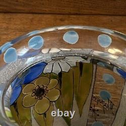 ANTIQUE FRENCH ENAMELED GLASS VASE ART DECO ADRIEN MAZOYER Signed Floral
