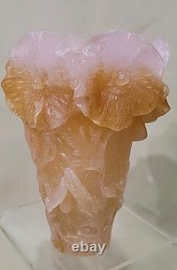ANTIQUE French Daum Nancy Pate De Verre Art Glass Vase Lilac &? Signed Rare 7