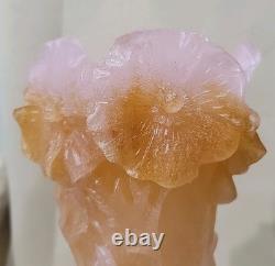 ANTIQUE French Daum Nancy Pate De Verre Art Glass Vase Lilac &? Signed Rare 7