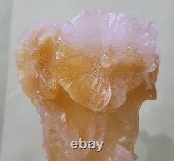ANTIQUE French Daum Nancy Pate De Verre Art Glass Vase Lilac &? Signed Rare 7