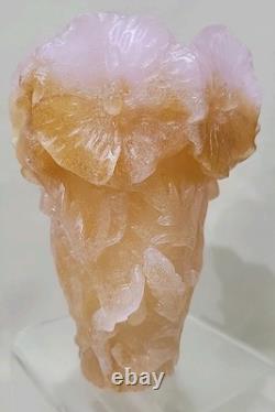 ANTIQUE French Daum Nancy Pate De Verre Art Glass Vase Lilac &? Signed Rare 7