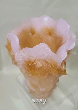 ANTIQUE French Daum Nancy Pate De Verre Art Glass Vase Lilac &? Signed Rare 7