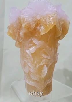ANTIQUE French Daum Nancy Pate De Verre Art Glass Vase Lilac &? Signed Rare 7