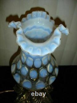 ANTIQUE Northwood/Fenton French Opalescent Coin Spot LAMP-Vase