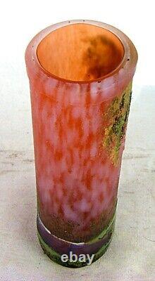 ANTIQUE PATE DE VERRE VASE FRENCH ART GLASS LAMARTINE c. 1910