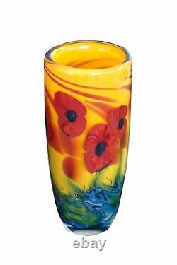 ANTOINE PIERINI French Studio Glass Hand Blown Vase Coquelicots Poppies Vase