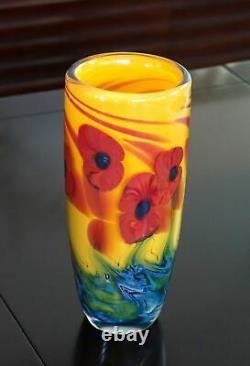 ANTOINE PIERINI French Studio Glass Hand Blown Vase Coquelicots Poppies Vase