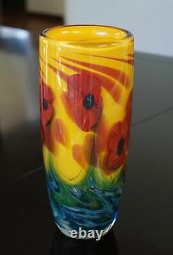 ANTOINE PIERINI French Studio Glass Hand Blown Vase Coquelicots Poppies Vase