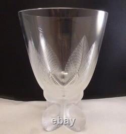 AUTHENTIC Lalique Osmonde Fern Leaf Frosted Vase FOOTED