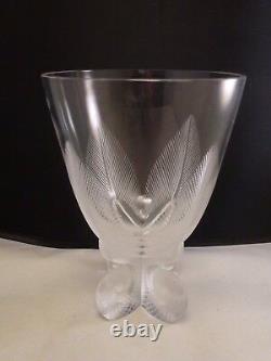 AUTHENTIC Lalique Osmonde Fern Leaf Frosted Vase FOOTED