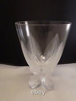 AUTHENTIC Lalique Osmonde Fern Leaf Frosted Vase FOOTED