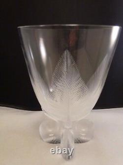 AUTHENTIC Lalique Osmonde Fern Leaf Frosted Vase FOOTED