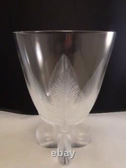 AUTHENTIC Lalique Osmonde Fern Leaf Frosted Vase FOOTED