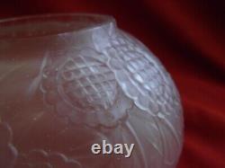 A. HEUNEBELLE, FRENCH ART DECO FROSTED GLASS VASE, STYLIZED FLOWERS, 1930s YEARS