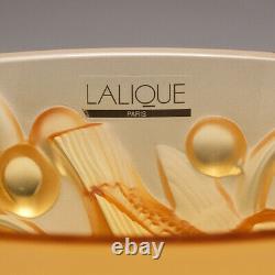 A Lalique Avallon In Pale Amber and Frosted Glass Vase