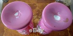 A Pair Of Antique Pink Opaline Glass Vases