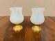 A Pair of Vintage French Opaline Glass and Gilt Metal Bud Vases