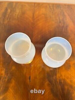 A Pair of Vintage French Opaline Glass and Gilt Metal Bud Vases