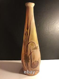 A Rare Art Nouveau French Glass Vase Signed Legras 22 Inches (56 Cm)