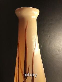 A Rare Art Nouveau French Glass Vase Signed Legras 22 Inches (56 Cm)