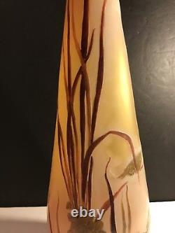 A Rare Art Nouveau French Glass Vase Signed Legras 22 Inches (56 Cm)