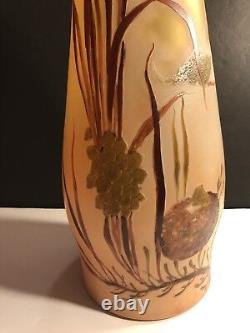 A Rare Art Nouveau French Glass Vase Signed Legras 22 Inches (56 Cm)