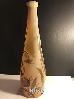 A Rare Art Nouveau French Glass Vase Signed Legras 22 Inches (56 Cm)