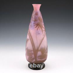 A Rare Galle Three Colour Aquatic Landscape Vase c1910