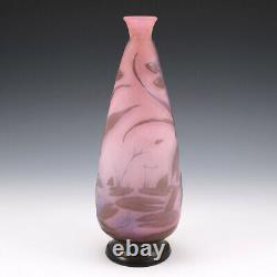 A Rare Galle Three Colour Aquatic Landscape Vase c1910