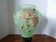 A Vintage French Art- Glass Green Vase with Raised Flowers