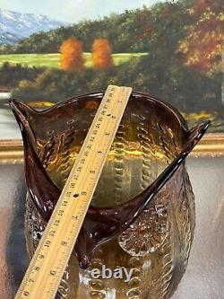 Amazing and BIG 13.5 French Art Verre Artisanal Glass Amber Owl Vase