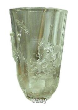 American Crystal Art Glass Verlys Vase with Chinese Mandarin Chinoiserie Design