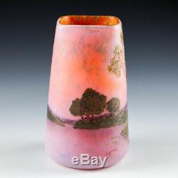 An Enamelled Landscape Legras Glass Vase c1920