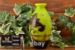 Andre Delatte 1920's French Cameo Scenic Vase in Brown and Green