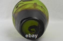 Andre Delatte 1920's French Cameo Scenic Vase in Brown and Green