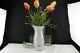 Angelo Rossi / Fenton Art Glass French Opalescent Applied Teal Accent Tall Vase