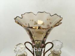 Antiq French PERFUME Bottle Caddy Enamel Glass Epergne VASE Ormolu WATCH HOLDER