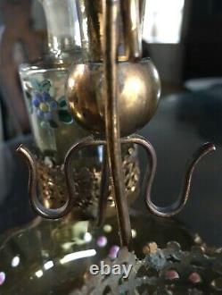 Antiq French PERFUME Bottle Caddy Enamel Glass Epergne VASE Ormolu WATCH HOLDER