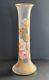 Antique 15.5 Tall Signed Mont Joye French Art Glass Vase Enamel Pink Roses Gilt