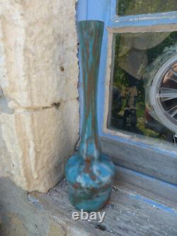 Antique 1900 Signed Jouvray French Art Nouveau Art glass soliflore vase Glass pa