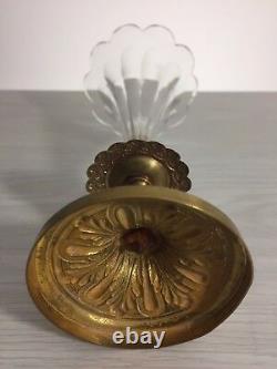 Antique 1900 french trumpet vase glass bronze art nouveau deco rokoko barock