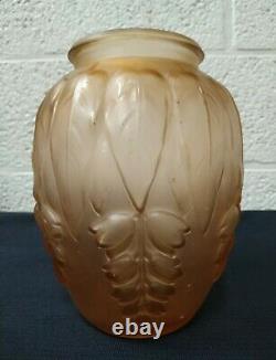 Antique 1930 Art Deco French Pressed Glass Vase