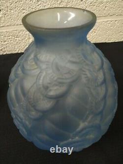 Antique 1930 Art Deco French Pressed Glass Vase