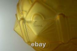 Antique 1930s French Original Rare Vianne Art Deco Glass Vase 20cm