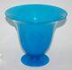 Antique 19 C. Hand Blown French Blue Opaline Glass Footed Urn Vase